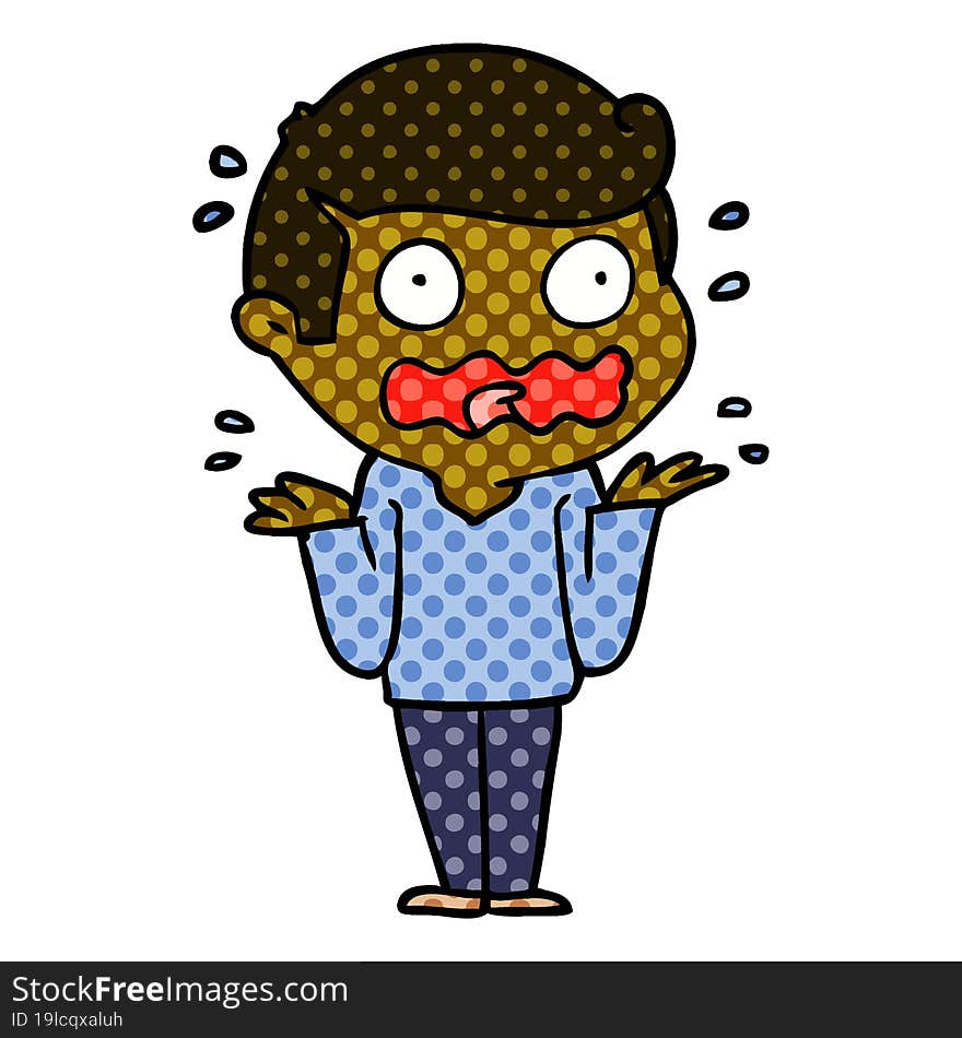 cartoon man totally stressed out. cartoon man totally stressed out