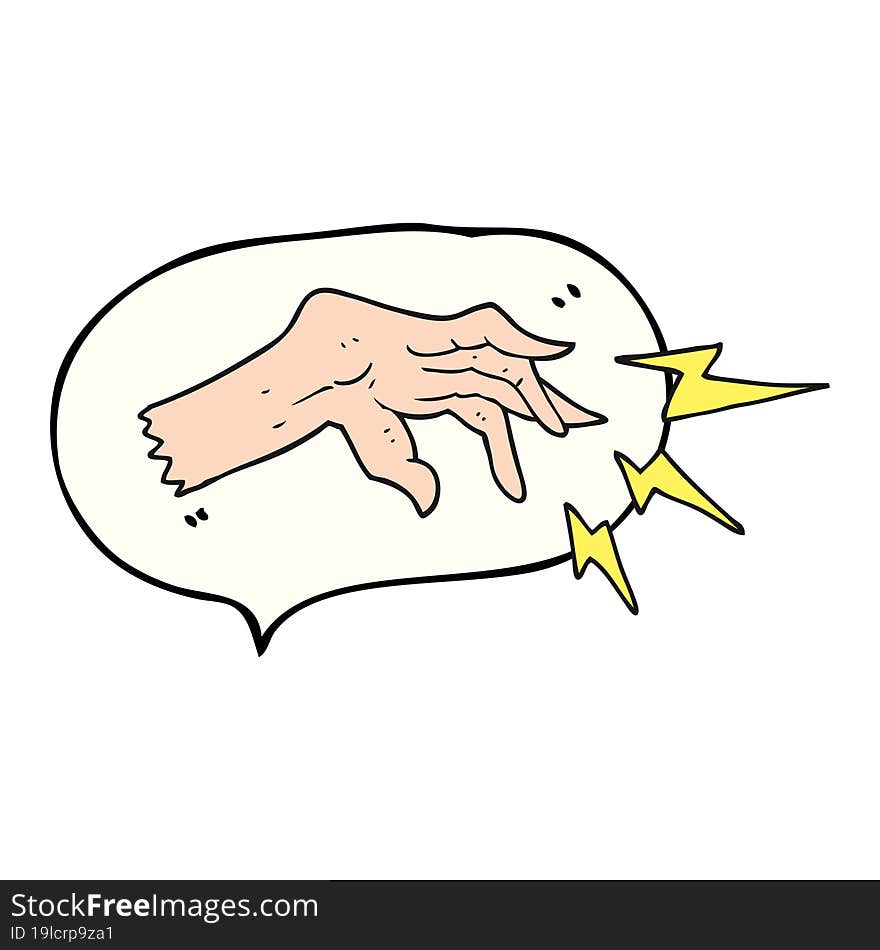 speech bubble cartoon hand casting spell