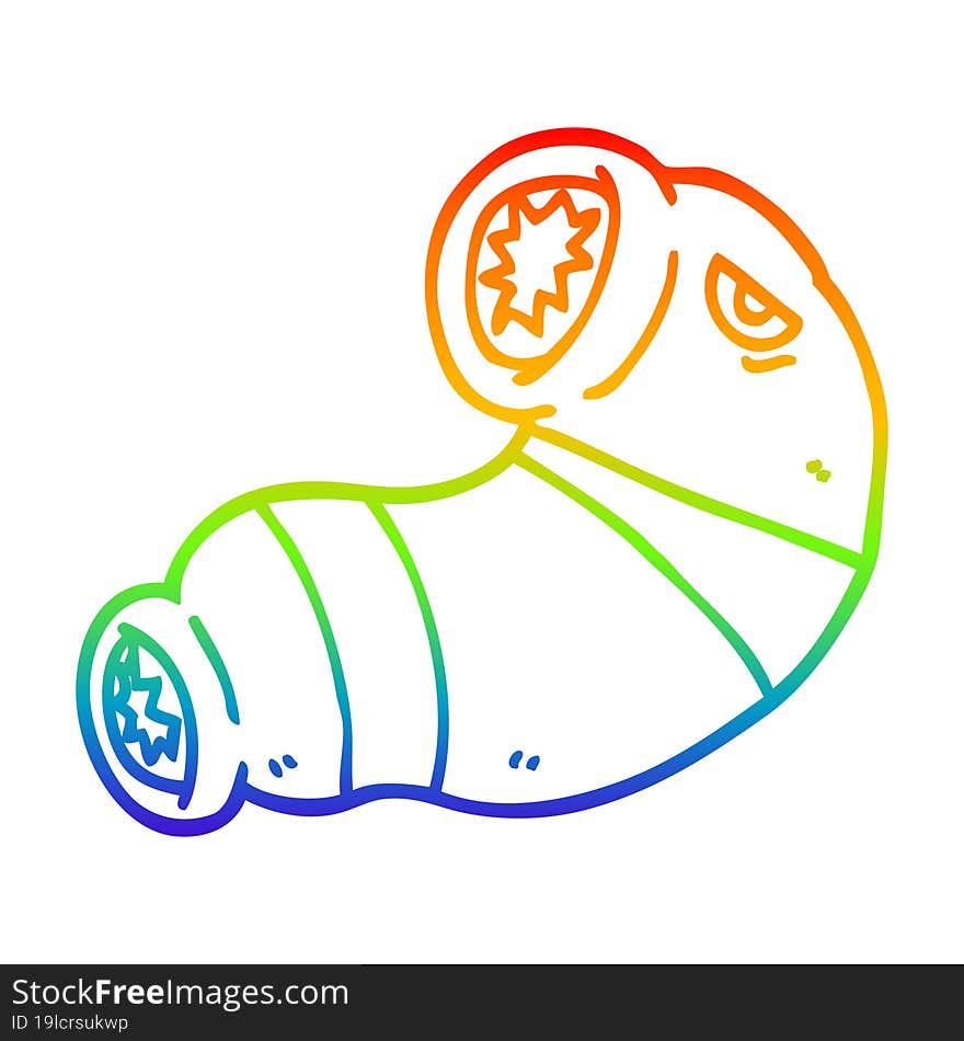 rainbow gradient line drawing cartoon monster leech