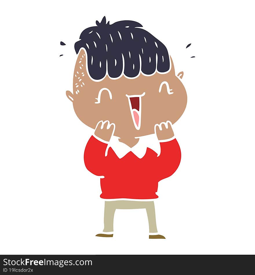 Flat Color Style Cartoon Happy Boy Surprised