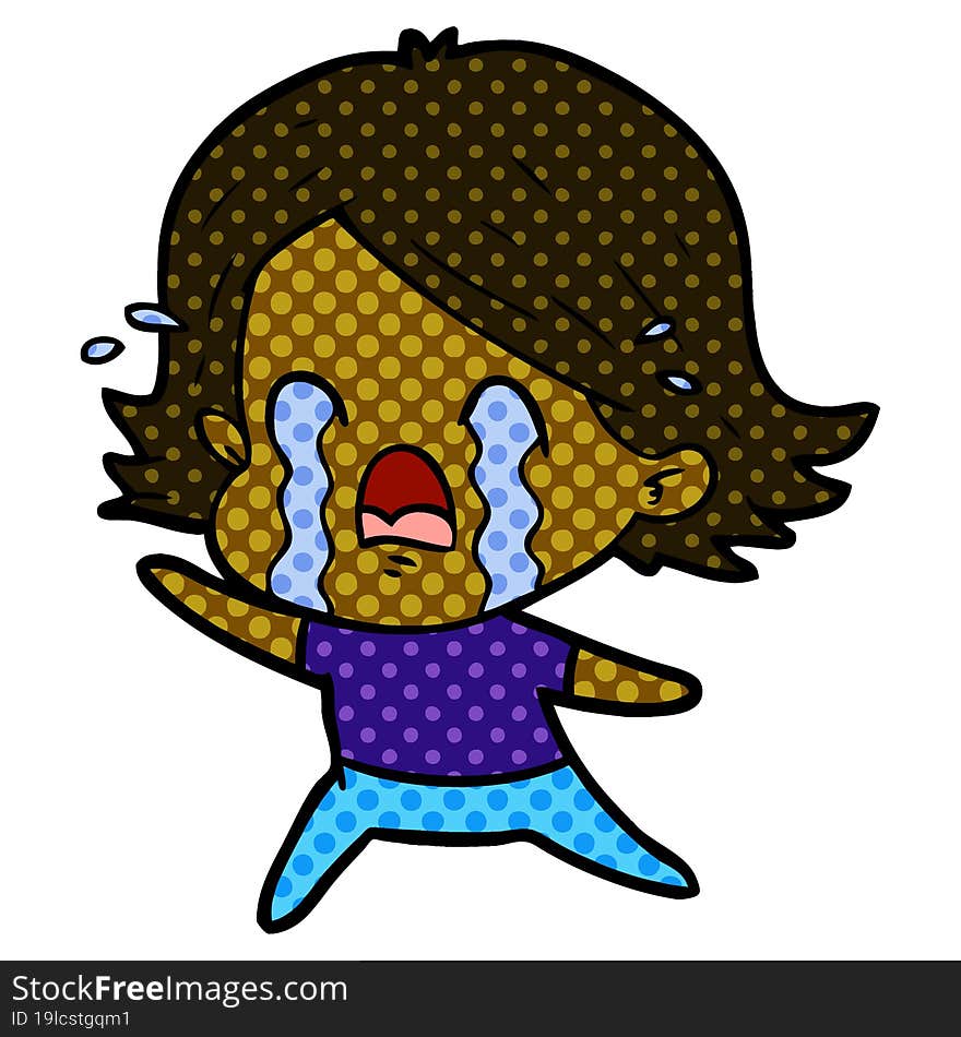 cartoon woman crying. cartoon woman crying