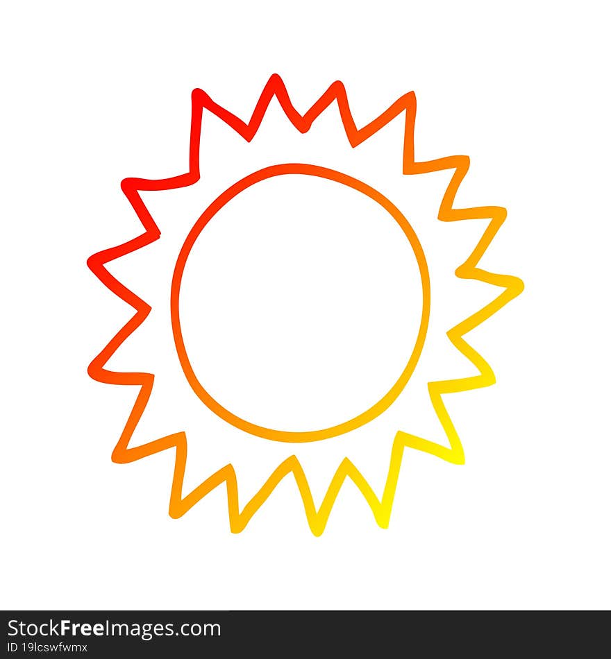 warm gradient line drawing cartoon sun