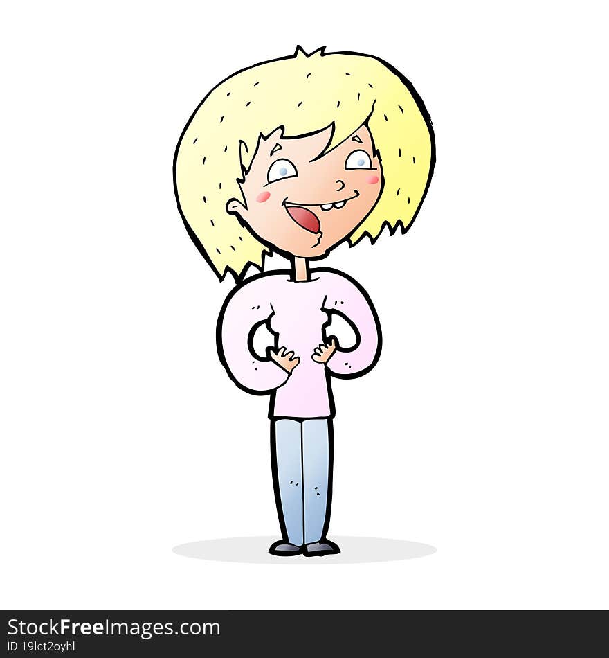 cartoon excited woman