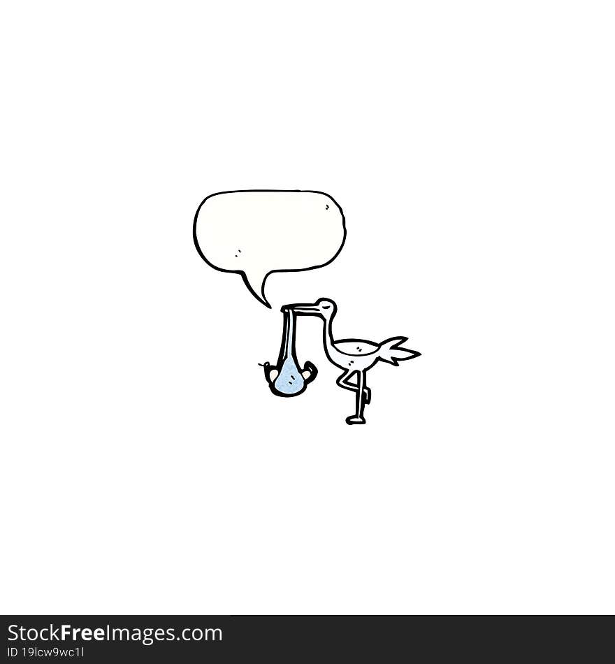 stork carrying baby cartoon