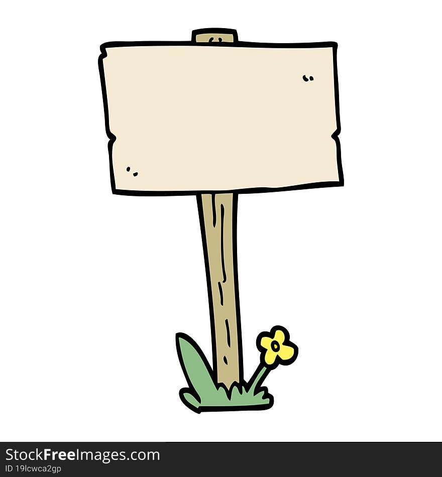 Cartoon Doodle Sign Post