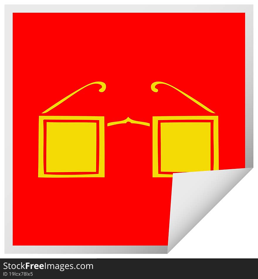 square peeling sticker cartoon square glasses