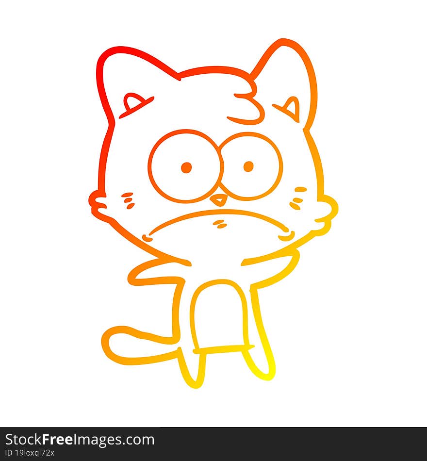 warm gradient line drawing cartoon nervous cat