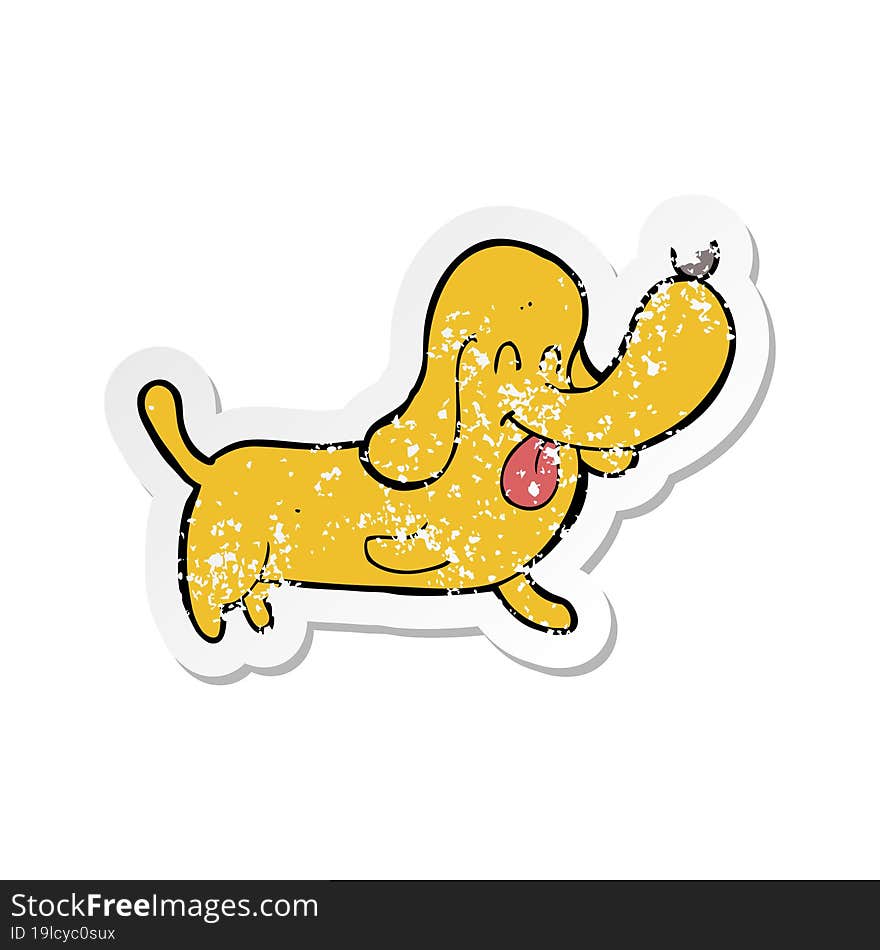 Retro Distressed Sticker Of A Cartoon Happy Dog