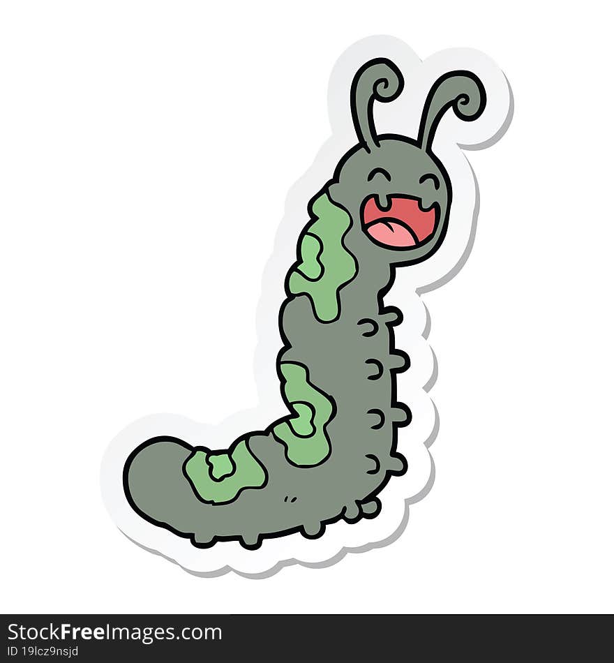 sticker of a funny cartoon caterpillar