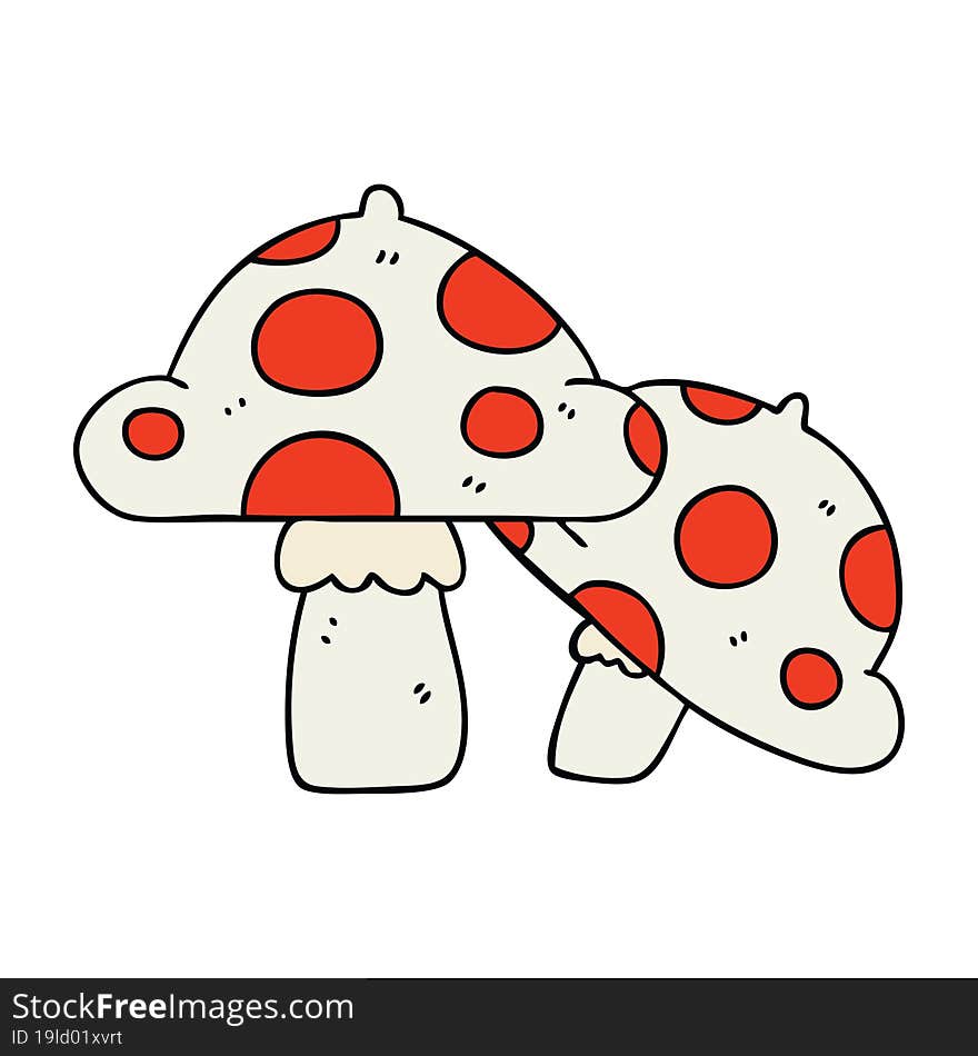 quirky hand drawn cartoon toadstools