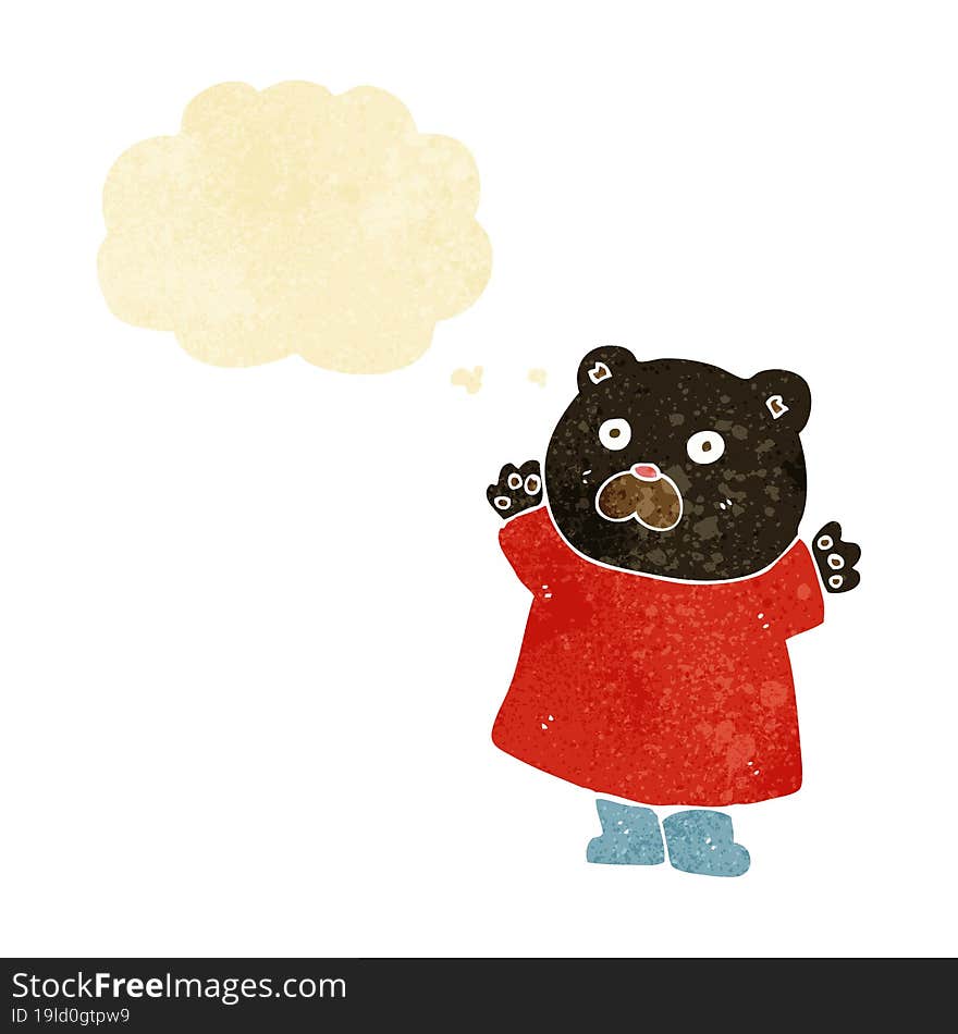 Funny Cartoon Black Bear With Thought Bubble