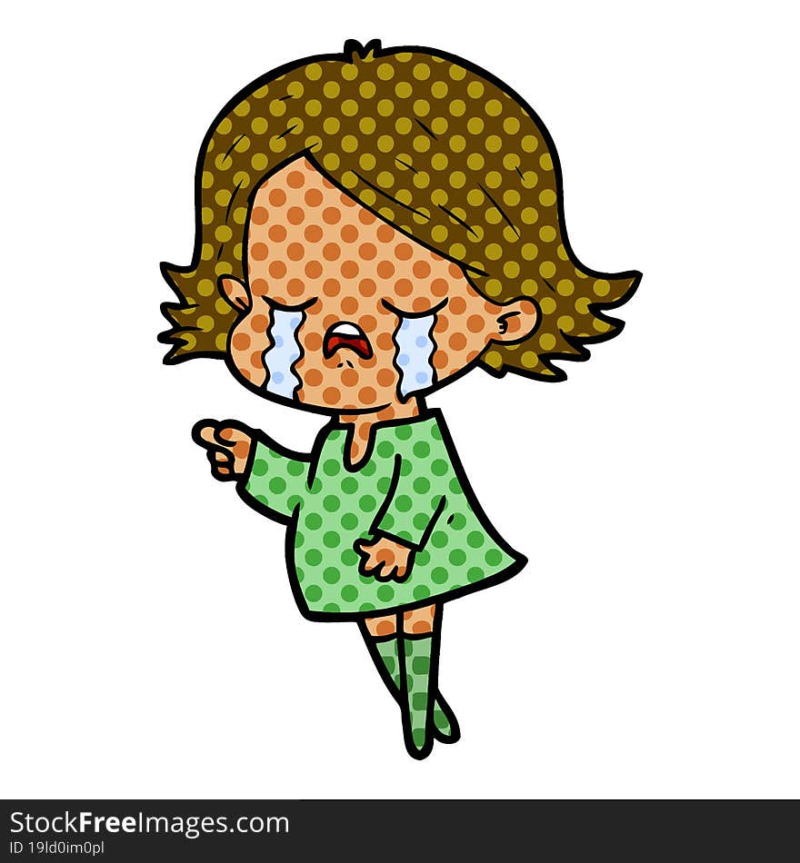 cartoon girl crying. cartoon girl crying