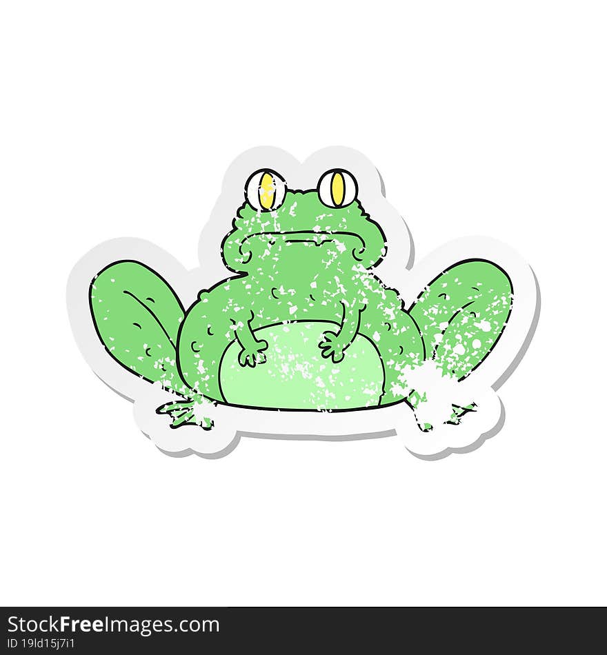 Retro Distressed Sticker Of A Cartoon Frog