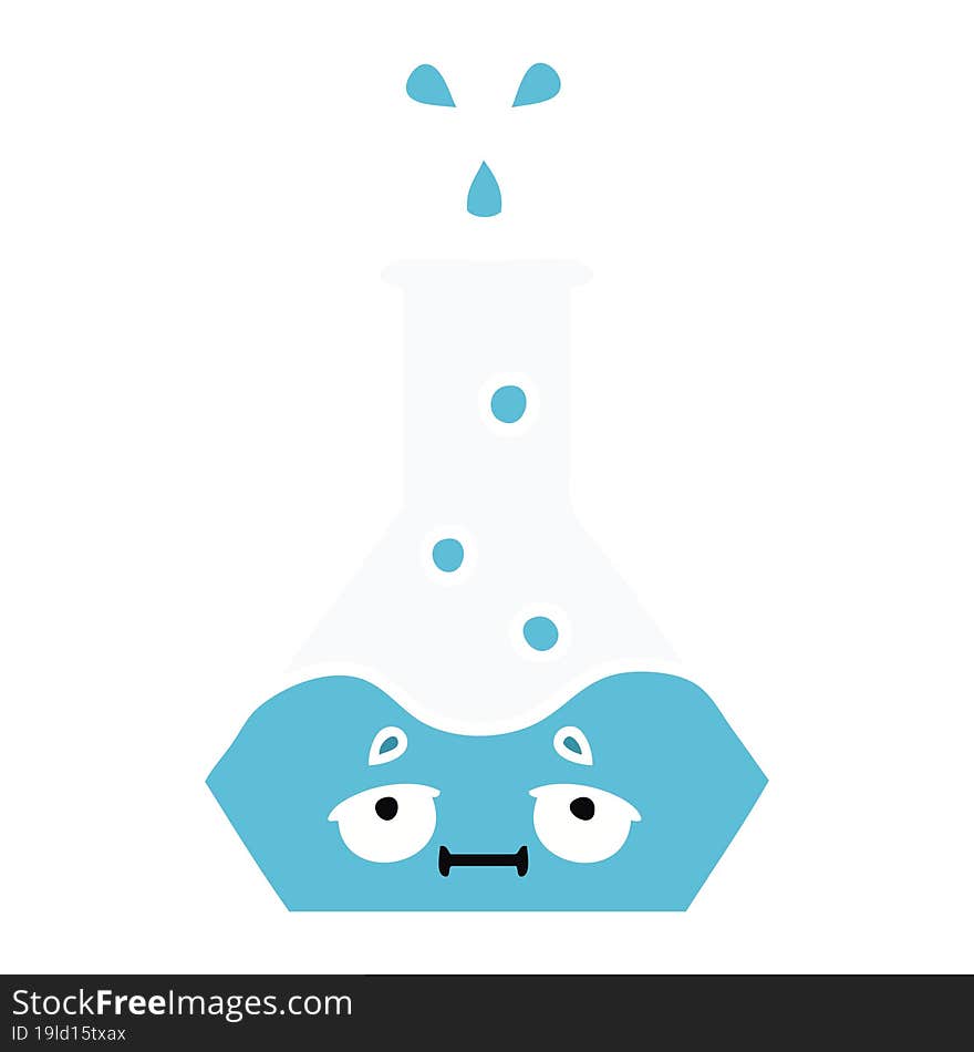 Flat Color Retro Cartoon Science Beaker