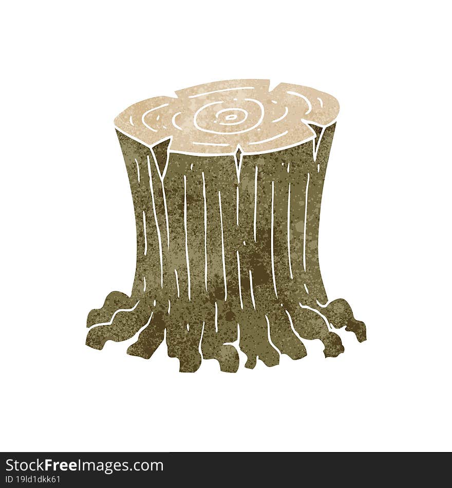 retro cartoon big tree stump