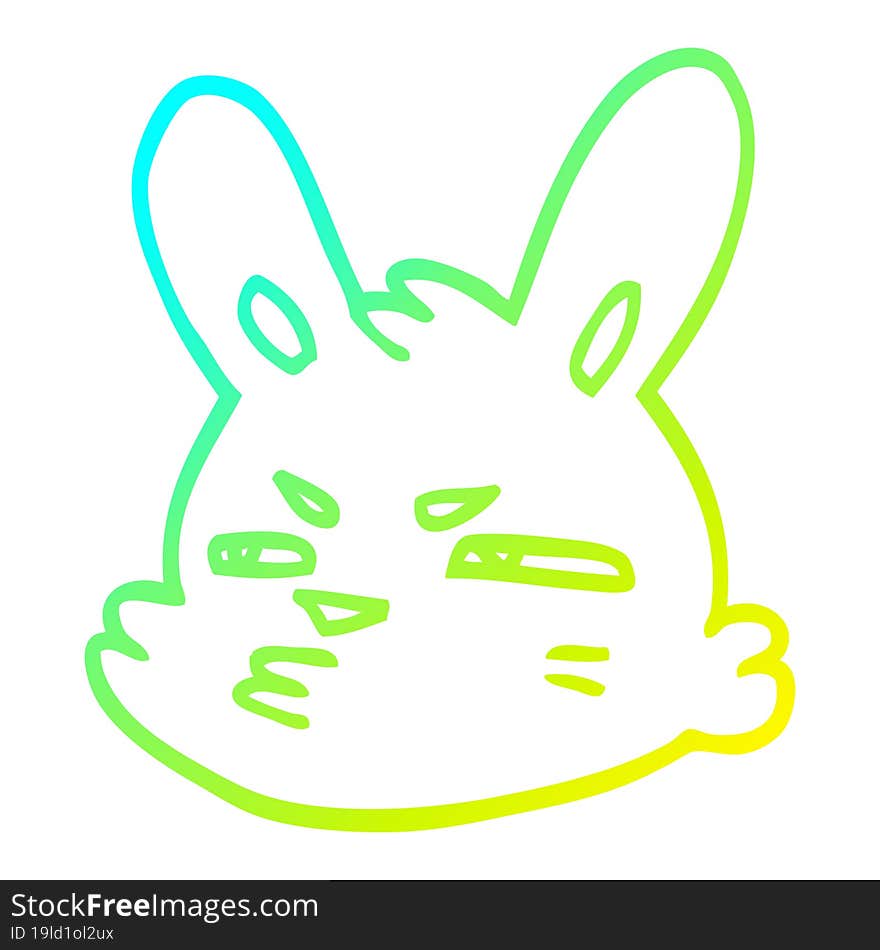 cold gradient line drawing cartoon moody rabbit