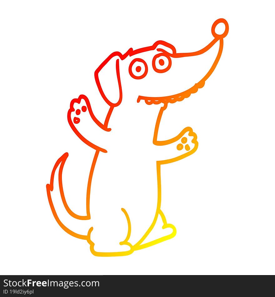 warm gradient line drawing of a cartoon dog