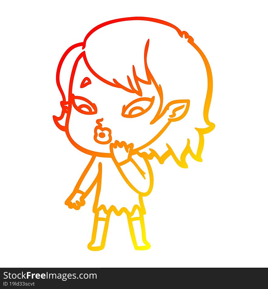 Warm Gradient Line Drawing Cute Cartoon Vampire Girl