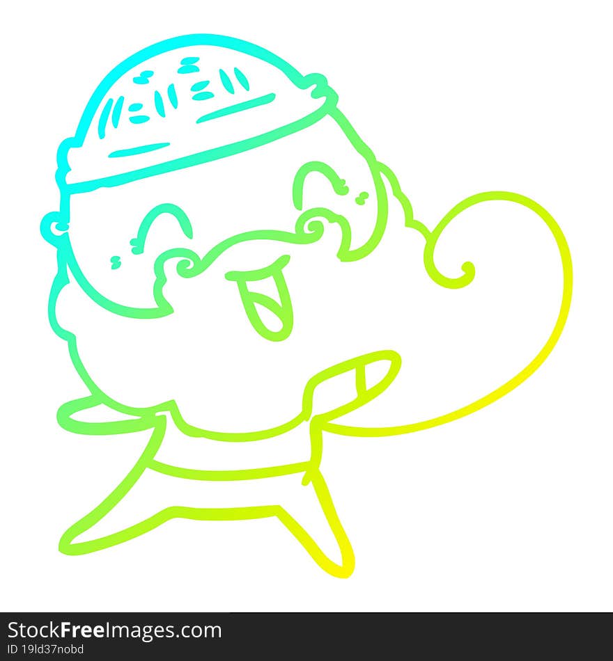 cold gradient line drawing happy man with beard and winter hat