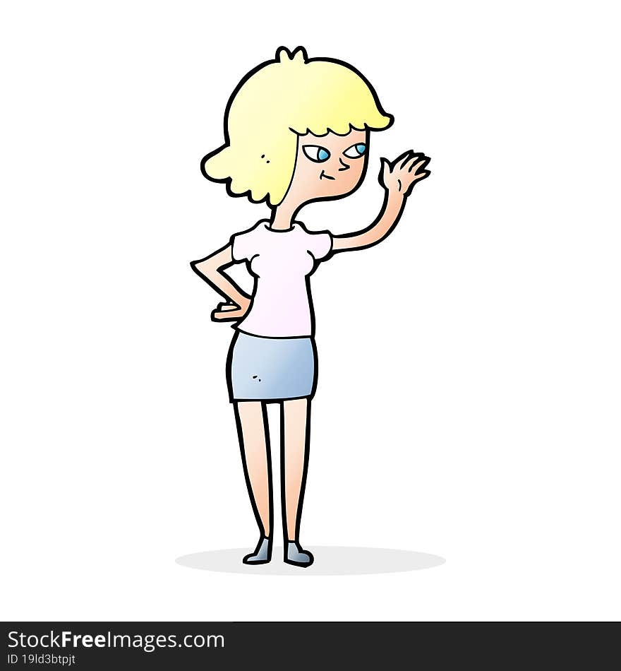 Cartoon Friendly Girl Waving