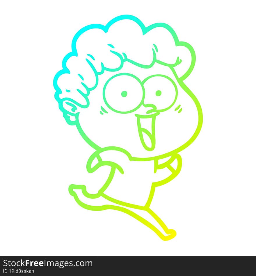 cold gradient line drawing of a excited man cartoon