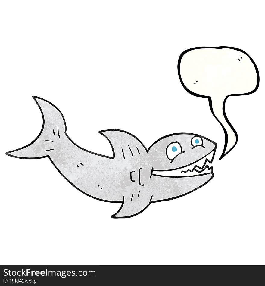 freehand speech bubble textured cartoon shark