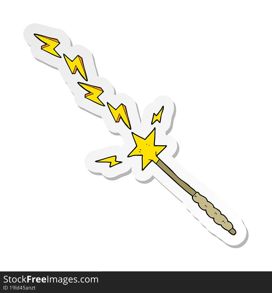 Sticker Of A Cartoon Magic Wand