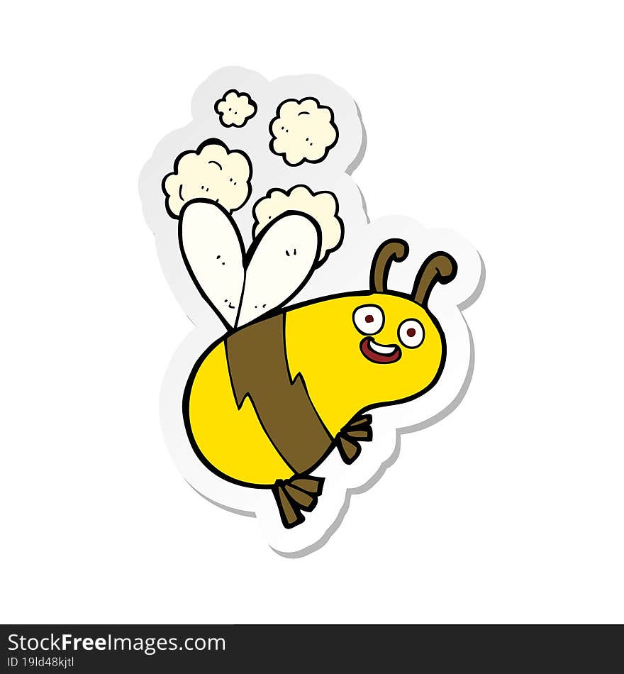 sticker of a funny cartoon bee