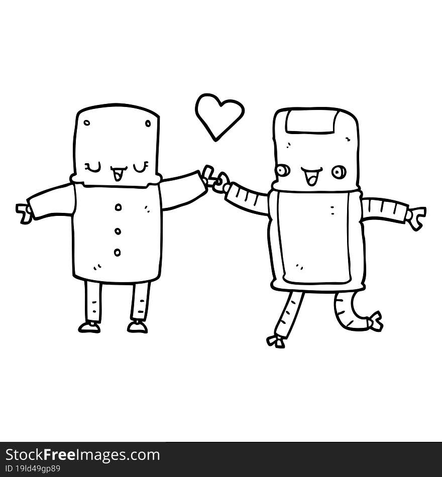 Cartoon Robots In Love