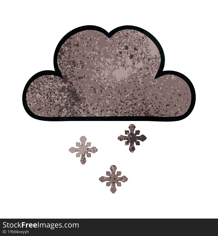 retro grunge texture cartoon of a storm snow cloud