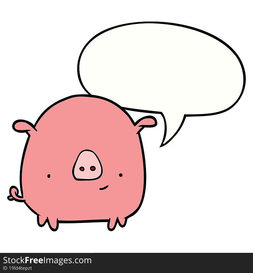 Cartoon Happy Pig And Speech Bubble