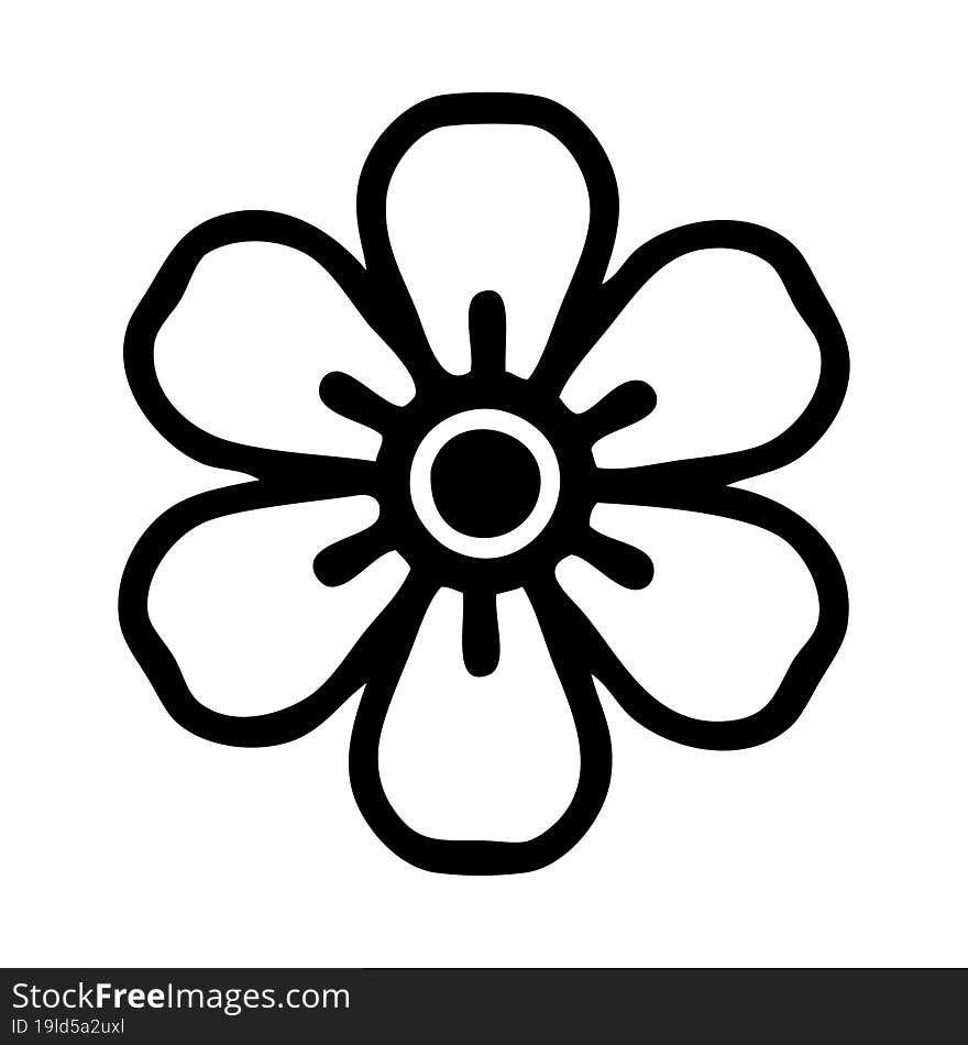 Black Line Tattoo Of A Flower