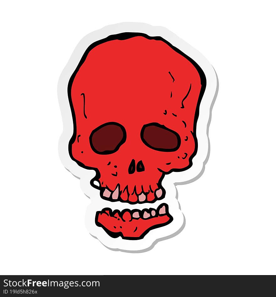 sticker of a cartoon skull