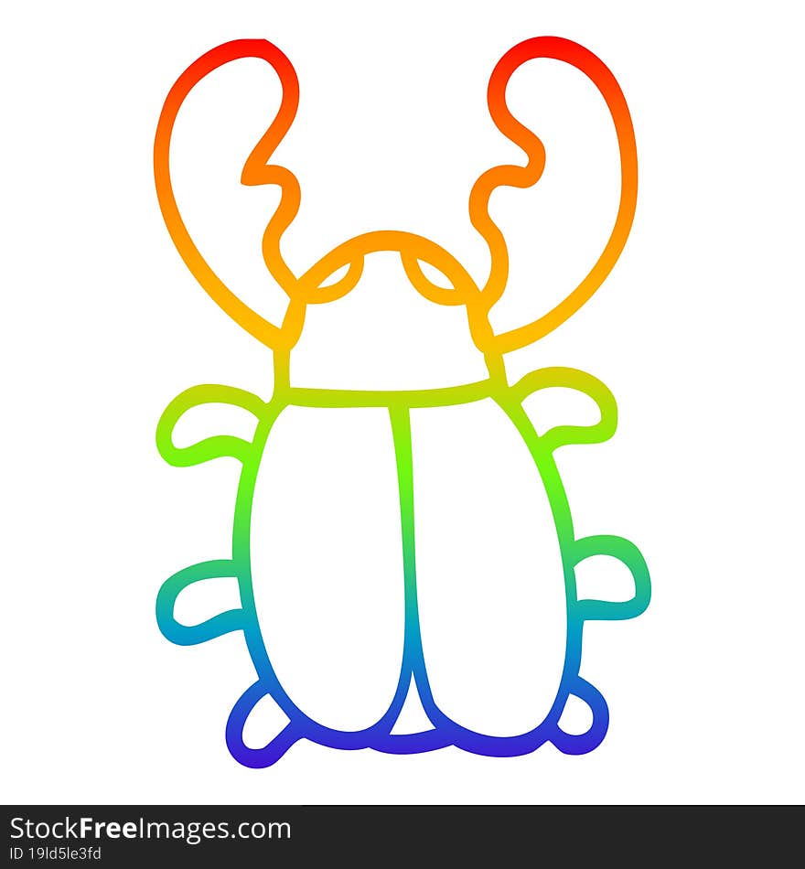 rainbow gradient line drawing of a cartoon huge beetle