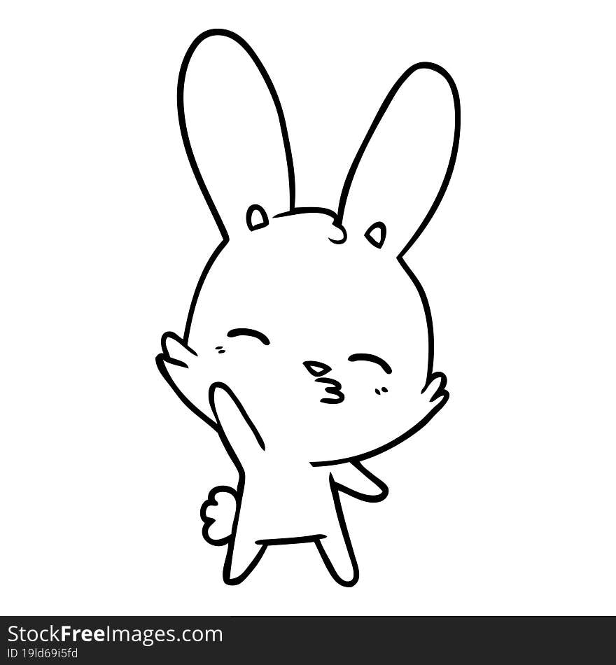 curious waving bunny cartoon. curious waving bunny cartoon