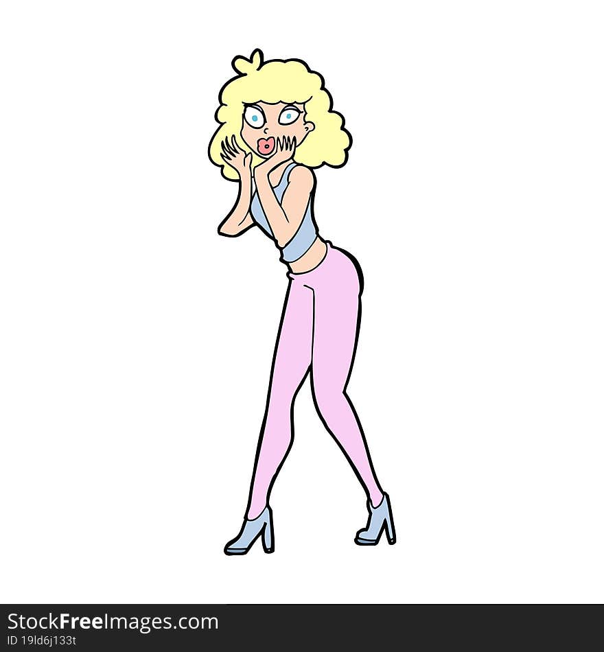 cartoon surprised woman