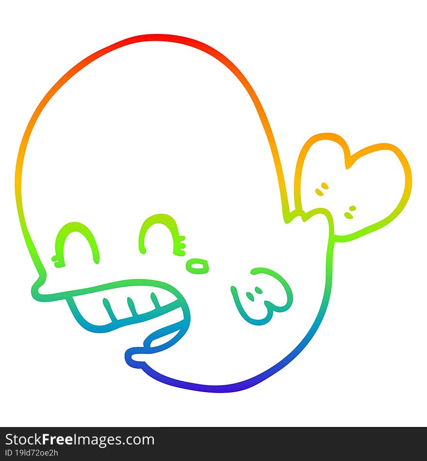 rainbow gradient line drawing cartoon whale