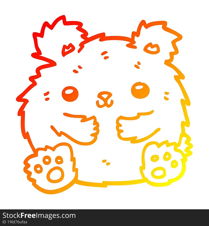 Warm Gradient Line Drawing Cute Cartoon Bear