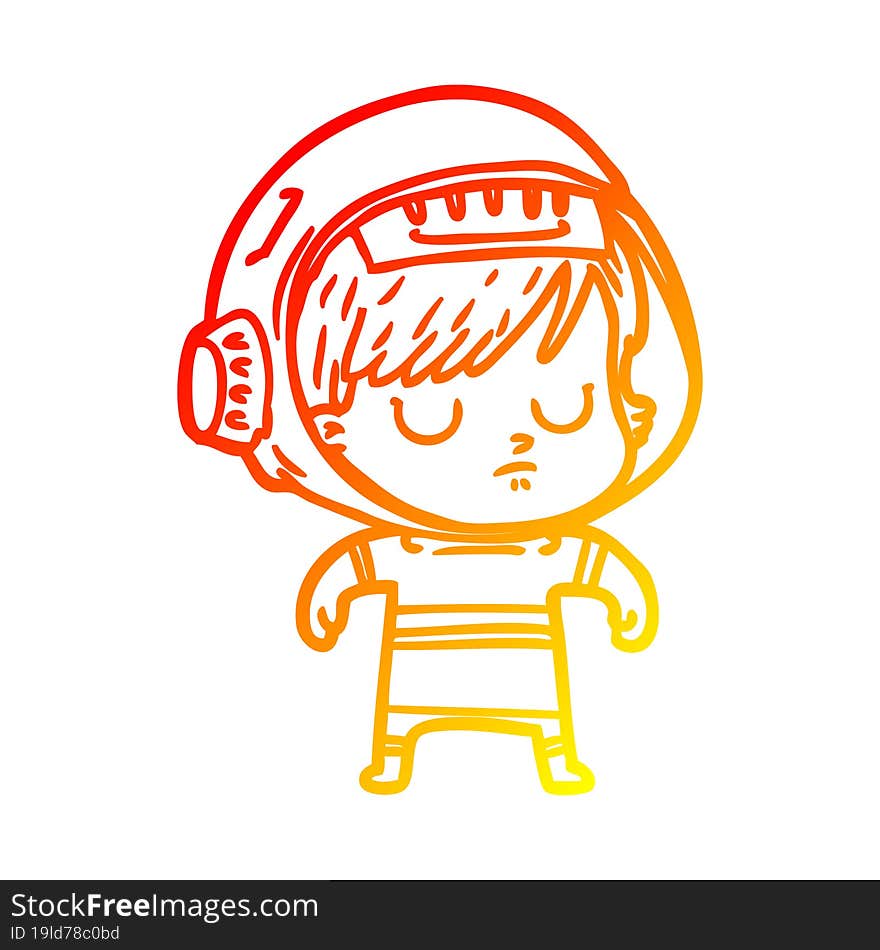 warm gradient line drawing cartoon astronaut woman