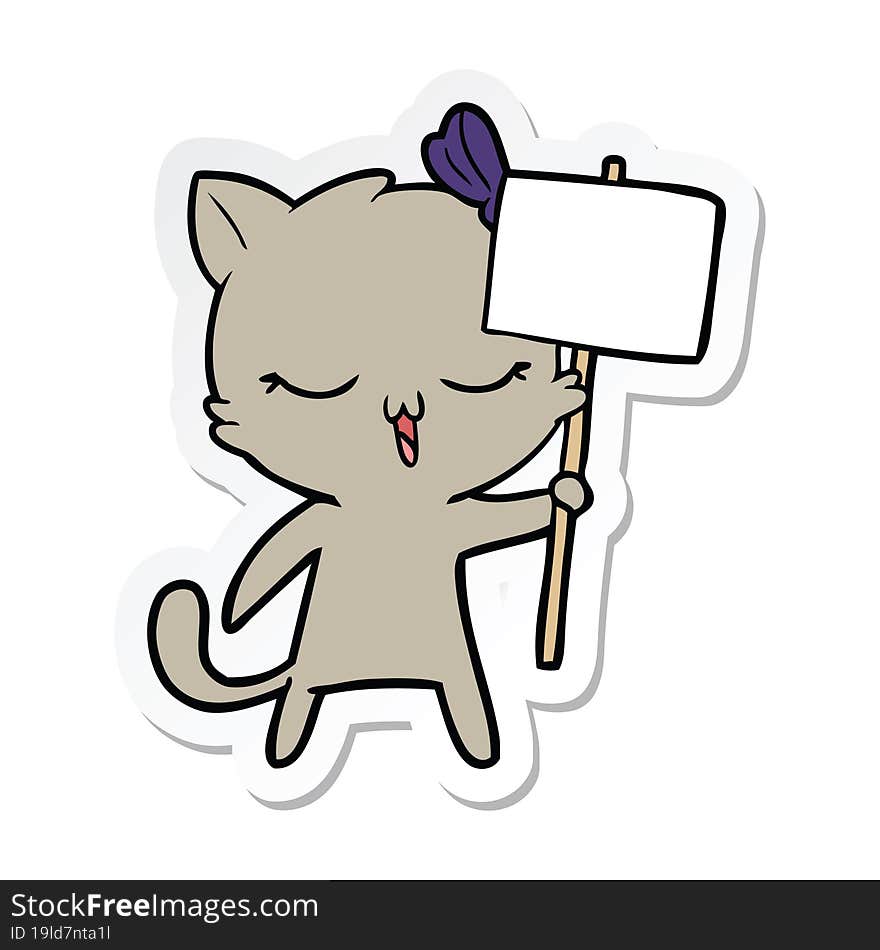 sticker of a cartoon cat with bow on head