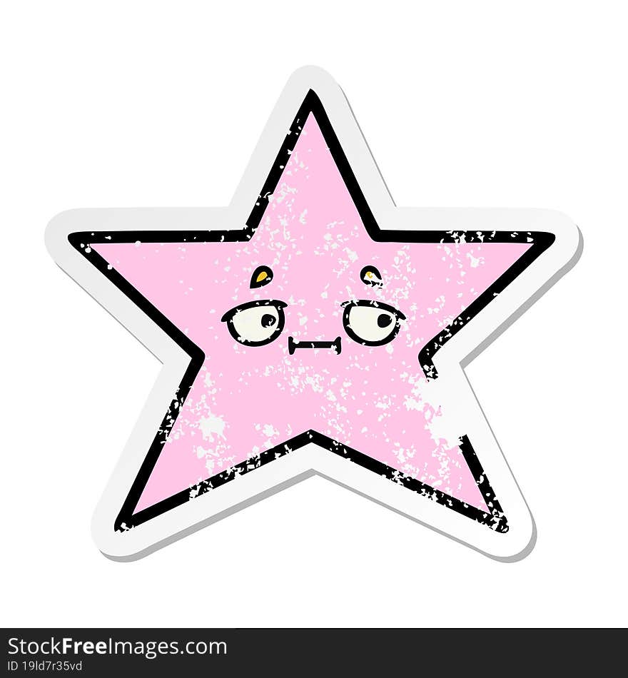 distressed sticker of a cute cartoon star fish