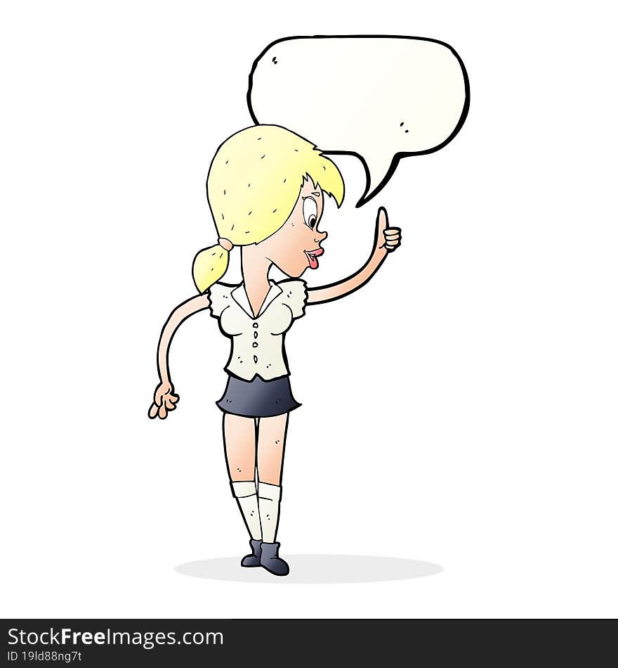 cartoon girl with idea with speech bubble