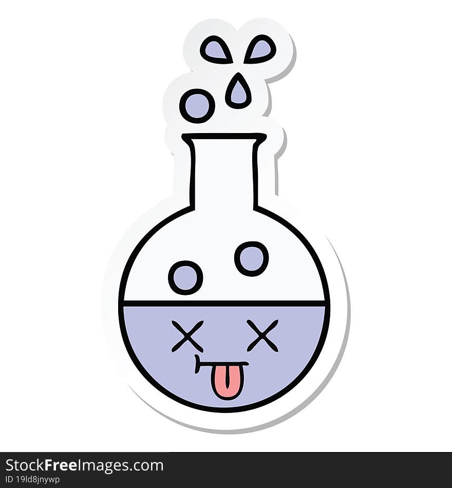 sticker of a cute cartoon test tube