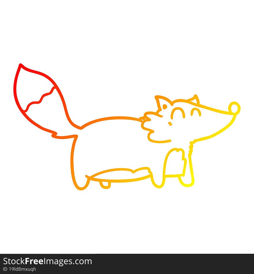 warm gradient line drawing fat cartoon fox