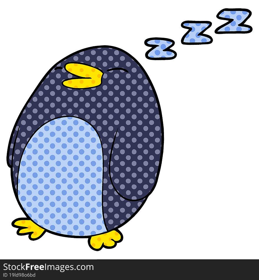 cartoon sleeping penguin. cartoon sleeping penguin