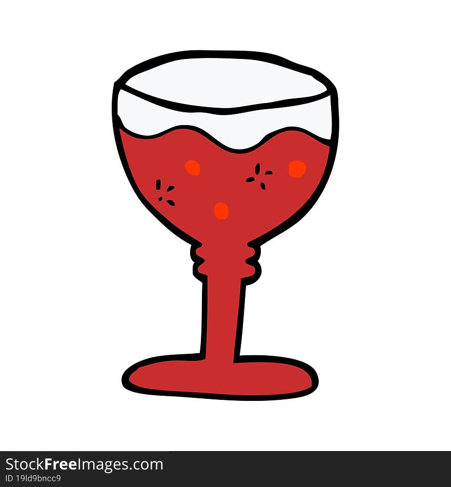 cartoon doodle red wine glass