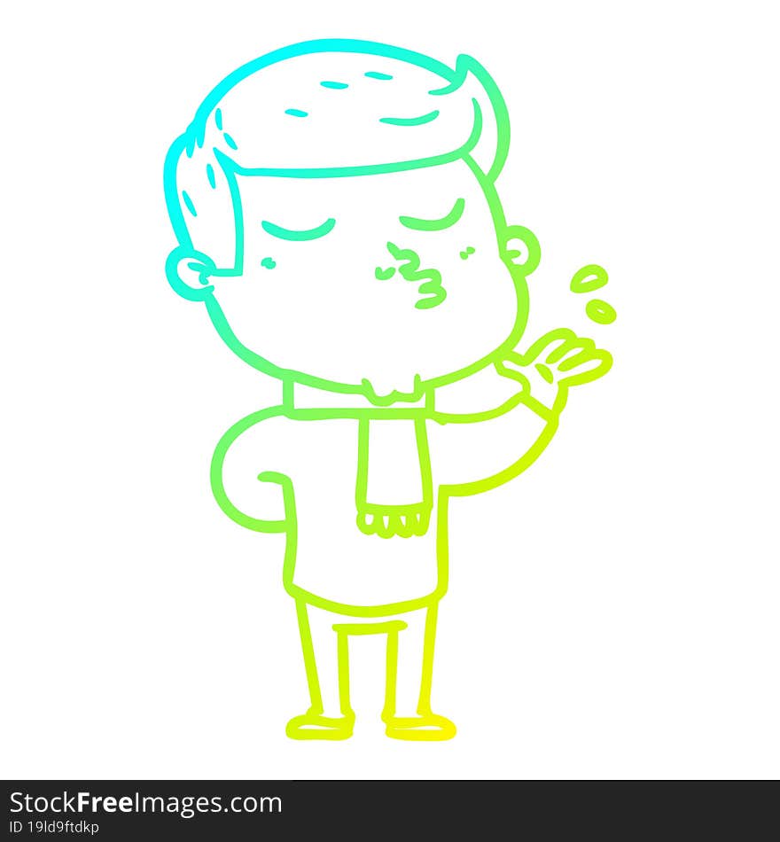 cold gradient line drawing cartoon model guy pouting