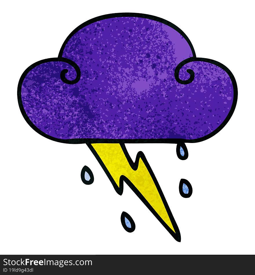 quirky hand drawn cartoon thunder cloud