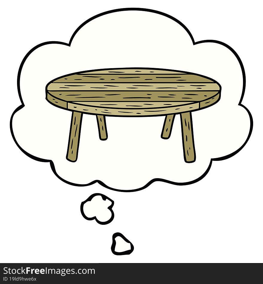 cartoon table and thought bubble