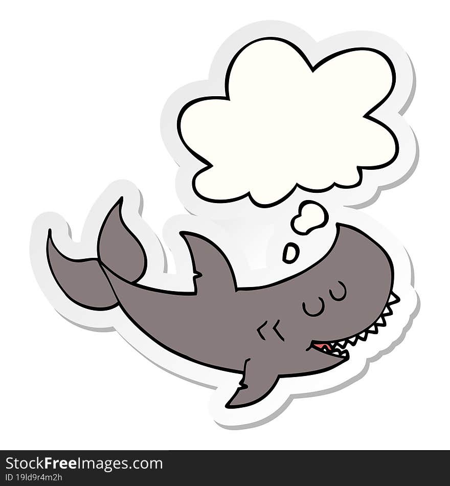 cartoon shark and thought bubble as a printed sticker